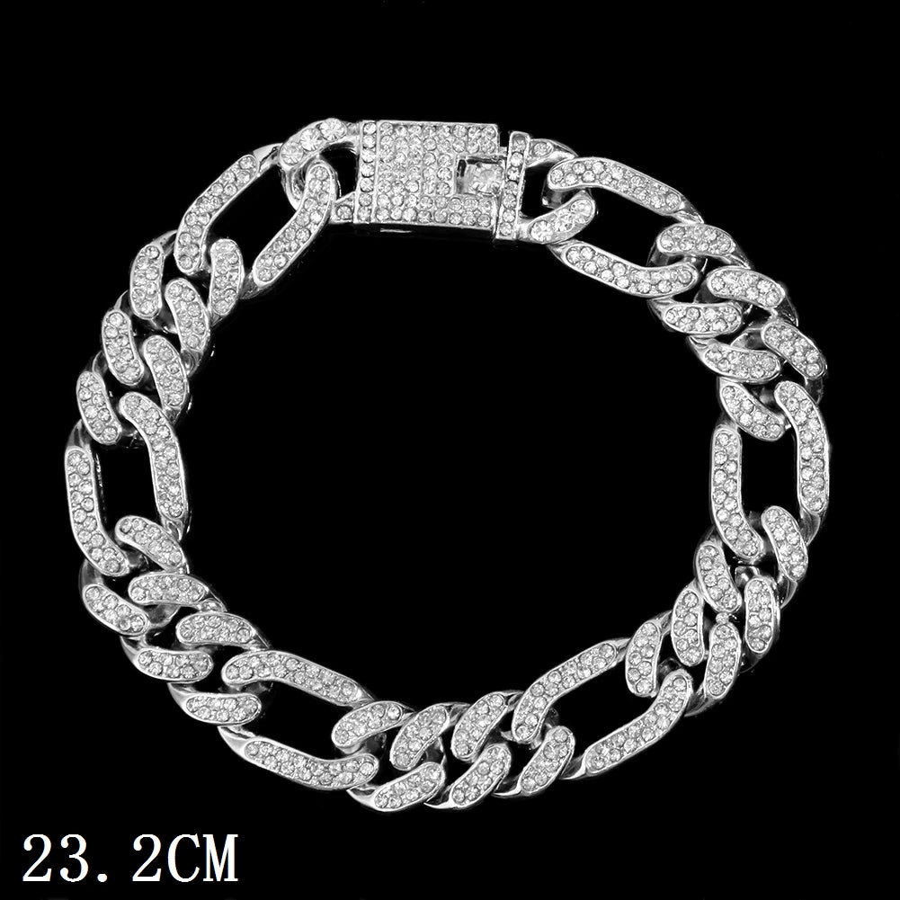 Flatfoosie Hip Hop Iced Out Chunky Cuban Chain Anklets For Women Luxury Rhinestone Link Ankle Bracelet Beach Barefoot Jewelry