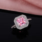 Style Pink Sparkling Zircon Princess Square Engagement Ring for Ladies and Girlfriends Luxury Proposal  Gift Fashion Jewelry