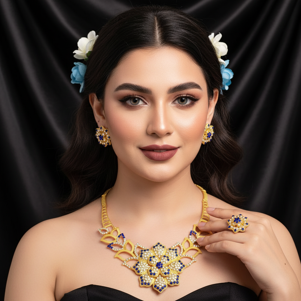 Zenat Dubai 24K Gold Plated Wedding Jewelry Set