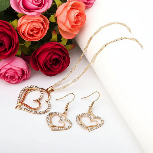Zenat 4-piece Women Jewelry Set Creative Heart Diamond Necklace