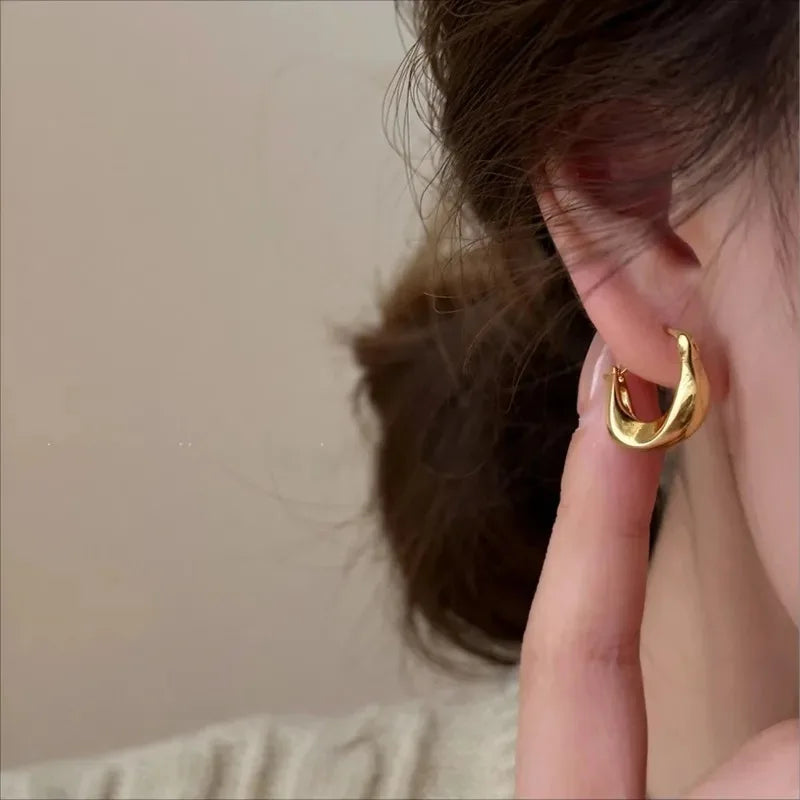 925 Sterling Silver Earrings for Women Ear Hoop Fashion Versatile Sweet Girl Round Circle Earrings Prevent Allergy Jewelry Gifts