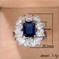 2025 New Blue Cube Zircon Ring Fashionable and Elegant High End Women's Bridal Wedding Luxury Personalized Jewelry Accessories