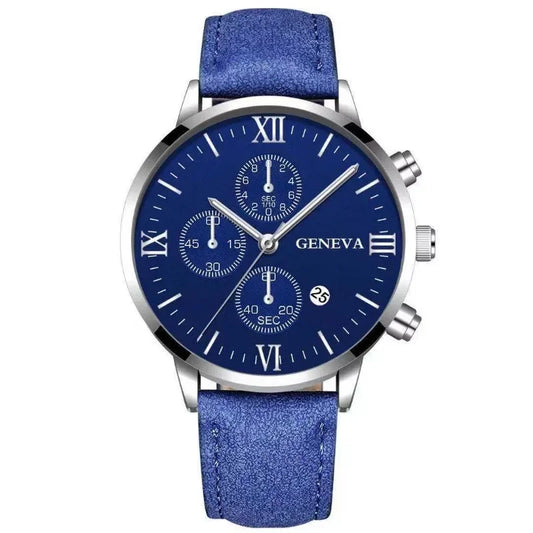 Fashion Geneva Men's Wristwatch Date Alloy Case Leather Analog Quartz Sport Watch Male Clock Top Brand Luxury Relogio Masculino