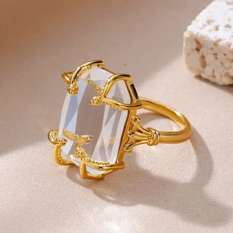 Delicate Colorful Zircon Rings for Women New In Gold Color Wedding Ring Aesthetic Fashion Jewelry Gift anillos mujer