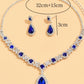 3 pieces of women's crystal droplet necklace with earrings set for wedding evening dress accessories