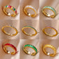 Mini Zircon Green Rings For Women Stainless Steel Gold Color Adjustable Finger Ring Engagement Wedding Christmas Jewelry Gift