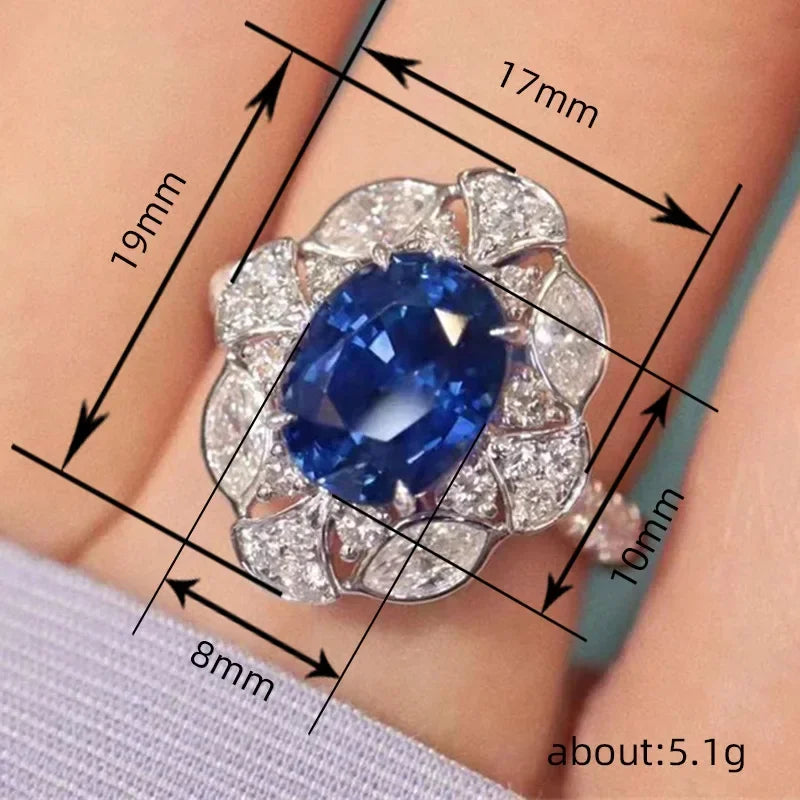 2025 New Blue Cube Zircon Ring Fashionable and Elegant High End Women's Bridal Wedding Luxury Personalized Jewelry Accessories