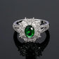 2025 New Luxury High End Party Women's Ring Bright Green Oval Crystal Noble  Retro Style Accessories Gorgeous Gift