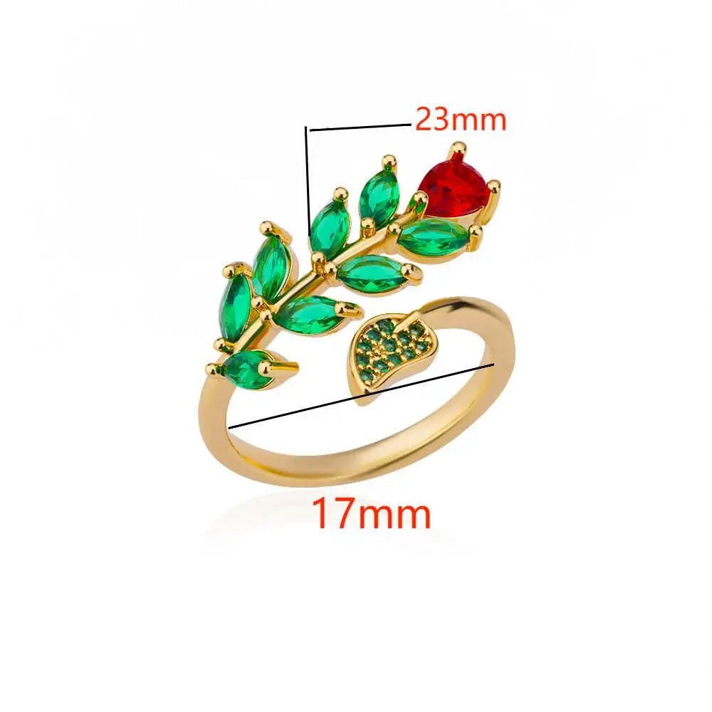 Zircon Flower Leaf Rings for Women Shine Opening Stainless Steel Ring 2024 Trend Luxury Wedding Jewelry Free Shipping anillos