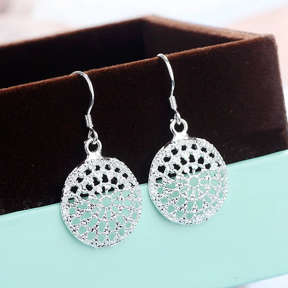 Charms 925 Sterling Silver Pretty Round shape earrings for Women fashion wedding party Jewelry Christmas Gifts