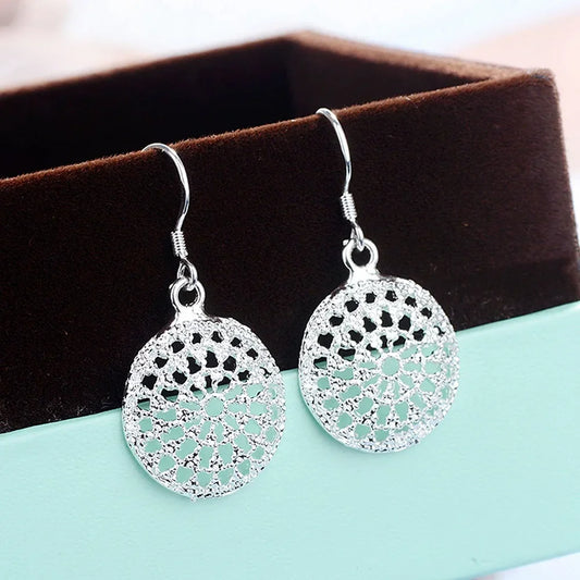 Charms 925 Sterling Silver Pretty Round shape earrings for Women fashion wedding party Jewelry Christmas Gifts