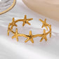 316L Stainless Steel Shell Starfish Bangles for Women Fashion Gold Silver Color Cuff Bangle Bracelet Femme Aesthetic Jewelry