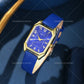 Luxury Fashion Square Women's Watches Brand Ladies Quartz Wristwatch Classic Simple Femme Blue Leather Band