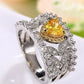 New Elegant Yellow Cubic Zirconia Women Rings Luxury Wedding Anniversary Party Lady's  Accessories Bright Fashion Jewelry