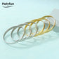 Holyfun 60mm Waterproof 316L Stainless Steel Round Smooth Bracelet Bangle Women Minimalist 18k Gold Color Texture Charm Jewelry