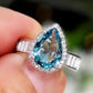 2025 New Fashion Sea Blue Cubic Zirconia Women's Wedding Ring Luxury Engagement Party Elegant   Brilliant Jewelry