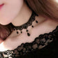 New Sexy Gothic Chokers Crystal Black Lace Neck Choker Necklace Vintage Victorian Women Chocker Steampunk Jewelry