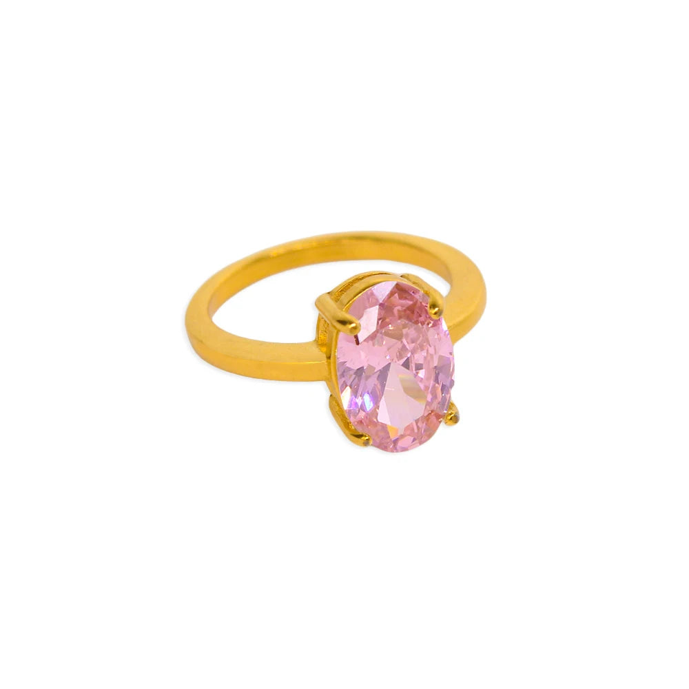 Exquisite Oval AAA Cubic Zirconia Inlaid Stainless Steel Ring Women's Transparent Gem Stone Index Finger Rust Proof Accessories