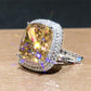 New Elegant Yellow Cubic Zirconia Women Rings Luxury Wedding Anniversary Party Lady's  Accessories Bright Fashion Jewelry