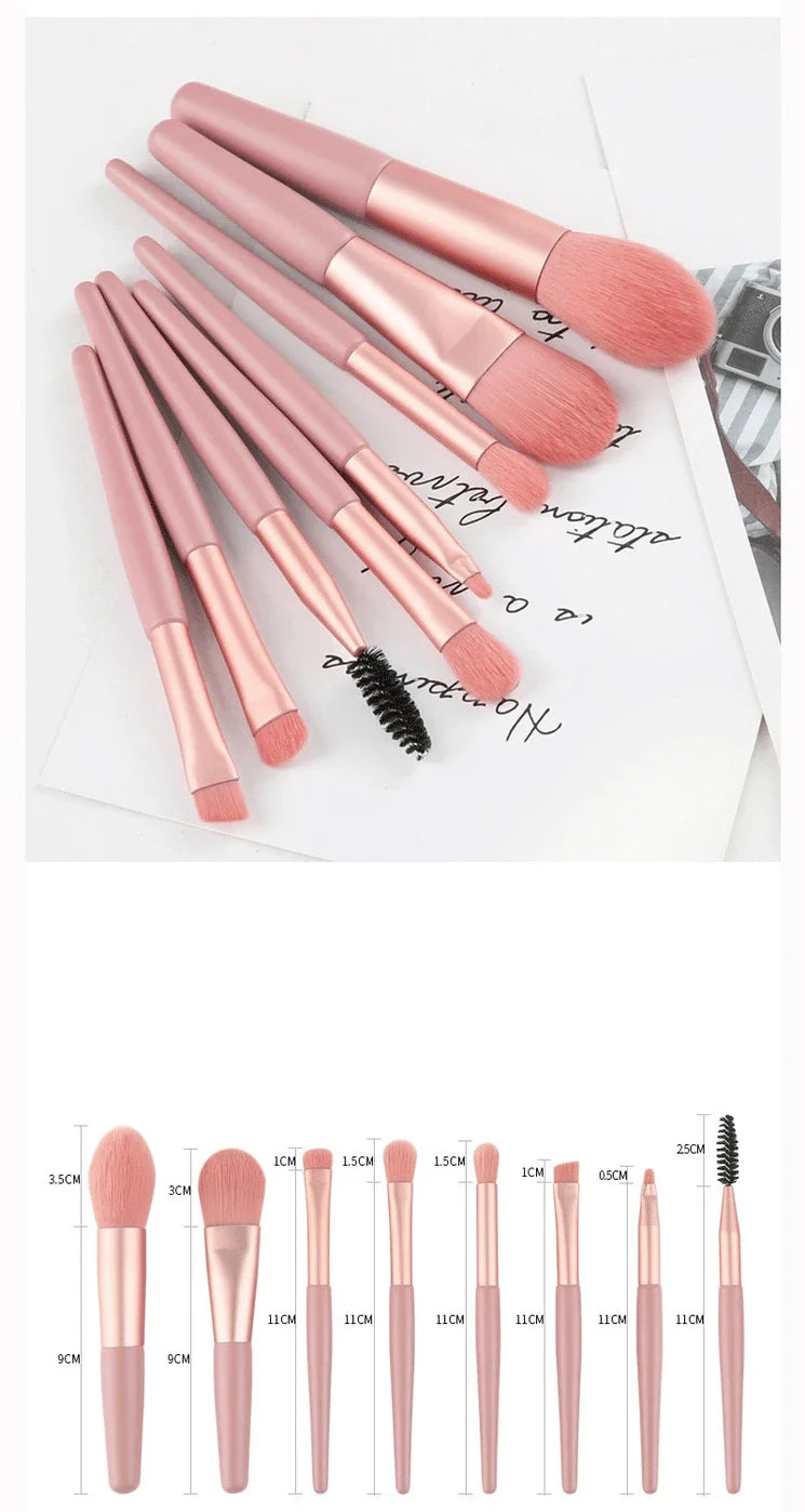 8PCS Portable Makeup Brush Set Soft Makeup Concealer Brush Blush Loose Powder Eye Shadow Foundation Brush Beauty Tools
