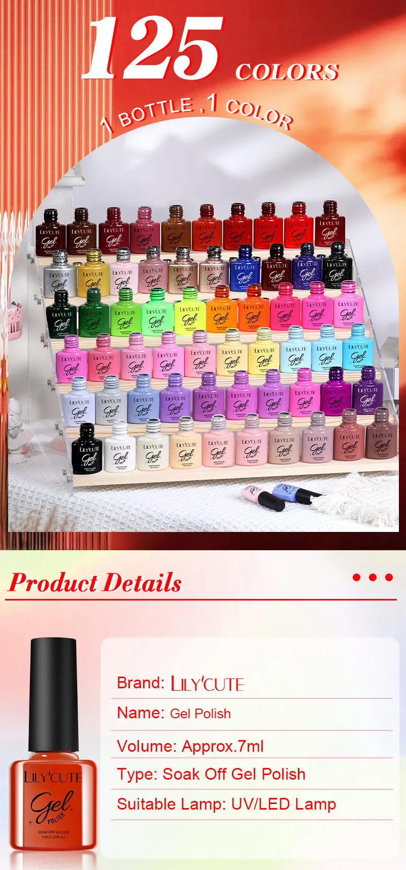 LILYCUTE Ancora Red Autumn Winter Gel Nail Polish Semi Permanent Soak Off UV LED Gel Varnish Manicure Nail Supplies