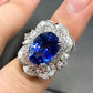 2025 New Blue Cube Zircon Attends Banquet Ring Fashionable, Elegant, High End Women's Bridal Luxury Inlaid Jewelry Accessories