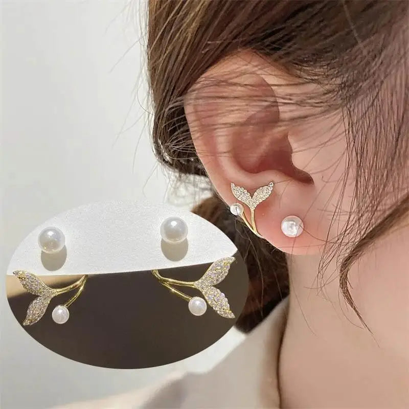 925 Silver Needle Green Flower Earrings For Women Korean Fashion Jewelry 2025 Trending Luxury Zircon Leaf Women's Stud Earrings