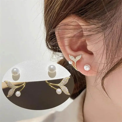 925 Silver Needle Green Flower Earrings For Women Korean Fashion Jewelry 2025 Trending Luxury Zircon Leaf Women's Stud Earrings