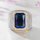 2025 New Blue Cube Zircon Attends Banquet Ring Fashionable, Elegant, High End Women's Bridal Luxury Inlaid Jewelry Accessories