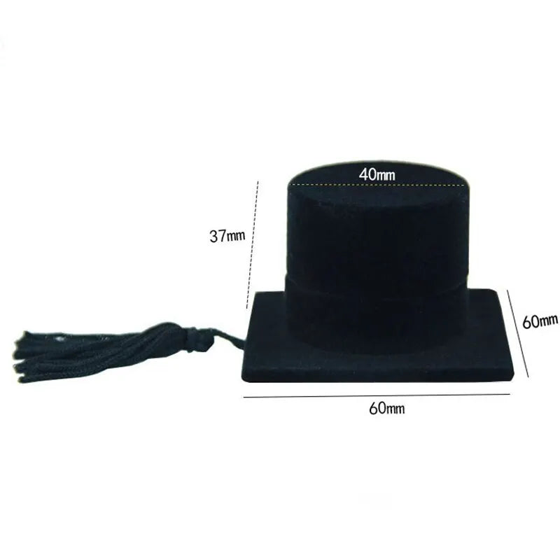 Graduation Bachelor Cap Doctor Hat Ring/Earrings Box