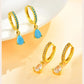 Delicate Cubic Zirconia Drop Earring for Women, Turquoise Droplets
