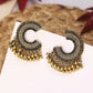 Ethnic Colorful Zircon Indian Jhumka Earrings For Women Pendientes Fashion Jewelry Retro Alloy Tassel Semicircle Ladies Earrings