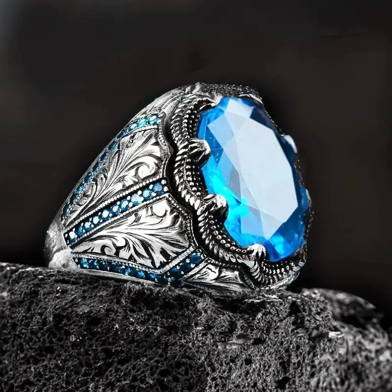 2025 New Fashion Sea Blue Cubic Zirconia Women's Wedding Ring Luxury Engagement Party Elegant   Brilliant Jewelry
