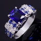 2025 Luxury Prong Setting-Rings For Women With Deep Blue Zircon Stone Anniversary Gift   Wife Micro Paved Middle