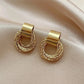 Golden Fashion Metallic Woven Stylish Clip on Earrings Temperament Irregular Geometric Ear Cuff Clips Non Pierced Ears Jewelry