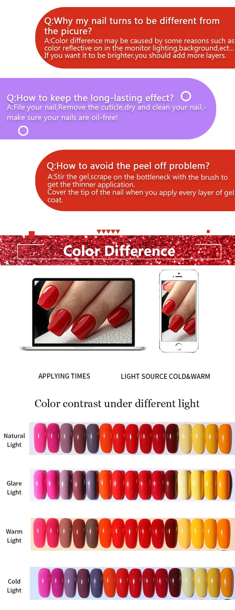 LILYCUTE 7ML Bright Red Sparkling Gel Nail Polish Silver Reflective Gel Colorful Shinning Glitter Manicure Nail Art Gel Varnish