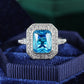2025 New Fashion Sea Blue Cubic Zirconia Women's Wedding Ring Luxury Engagement Party Elegant   Brilliant Jewelry
