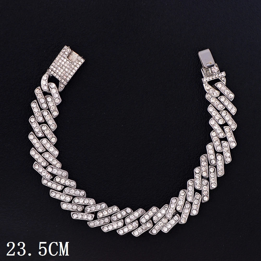 Flatfoosie Hip Hop Iced Out Chunky Cuban Chain Anklets For Women Luxury Rhinestone Link Ankle Bracelet Beach Barefoot Jewelry