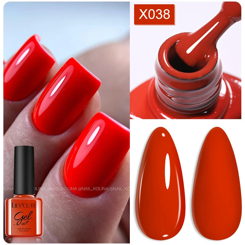 LILYCUTE Ancora Red Autumn Winter Gel Nail Polish Semi Permanent Soak Off UV LED Gel Varnish Manicure Nail Supplies