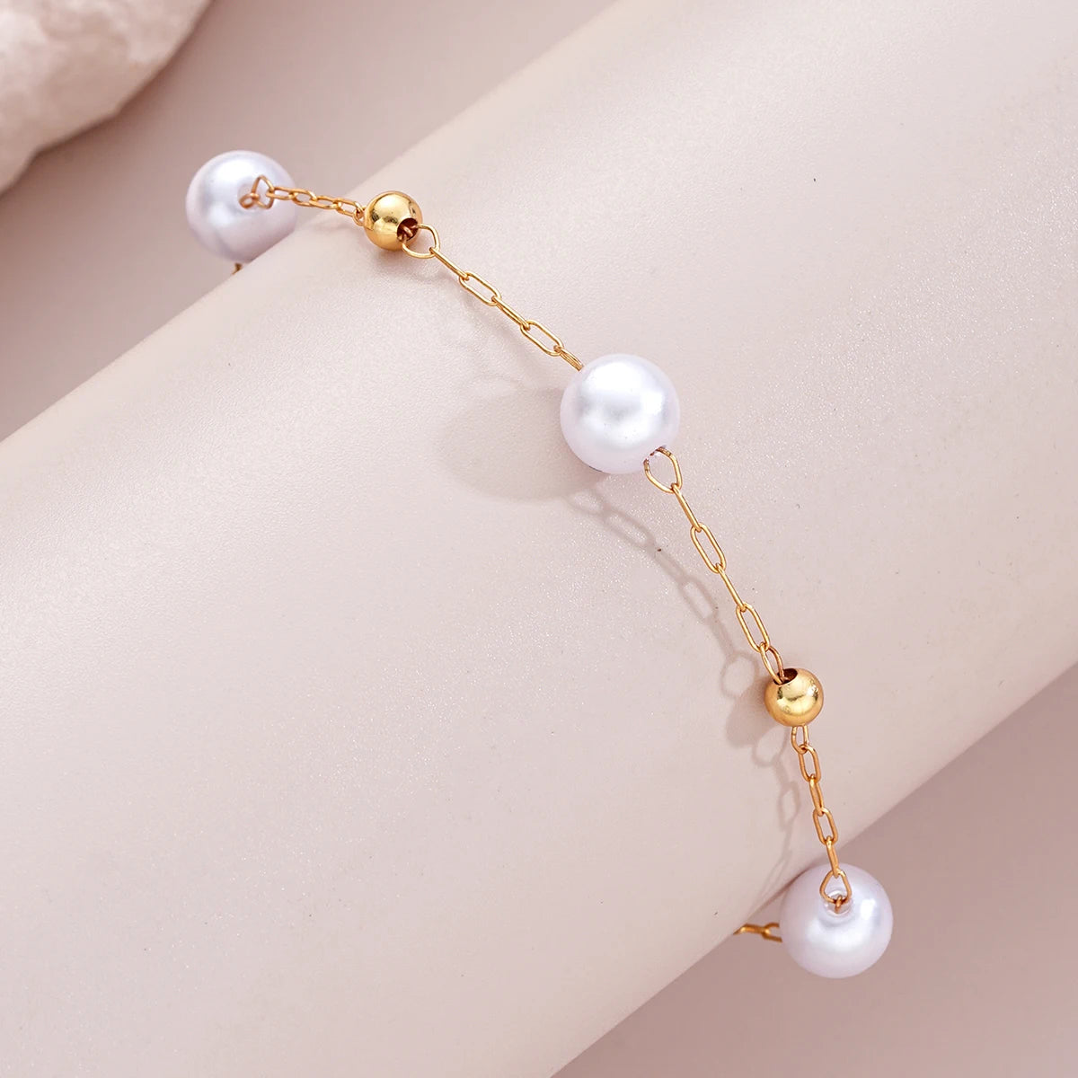 2 Pcs Exquisite Gold Color Bohemian Jewelry Set for Women Fashion Pearl Cross Pendant Necklace Bracelet Set Casual Jewelry Gifts