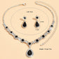 3PC Women's Trendy Copper Claw Chain Series Water Drop Gem Necklace Earrings Jewelry Set Wedding Banquet Party Holiday Gift