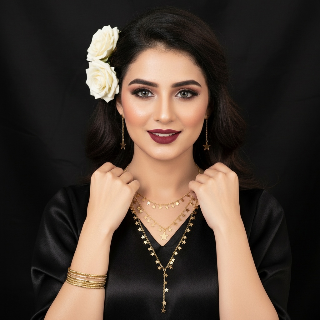 Zenat 3Pcs/Set Sexy Goth Star Tassel Long Pendant