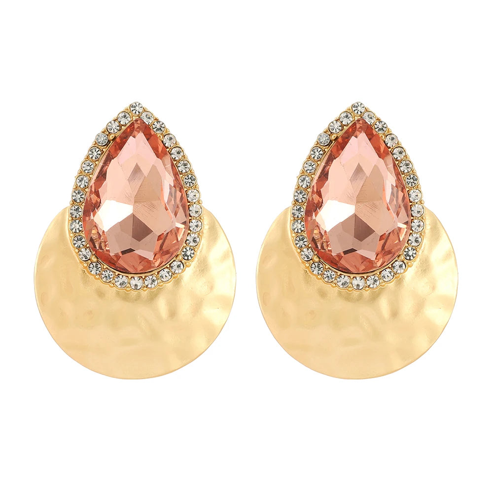 Fashion Elegant Round Metal Big Stud Earrings For Women Classic Design Elegant Ear Accessories Party Prom Statement Fine Jewelry