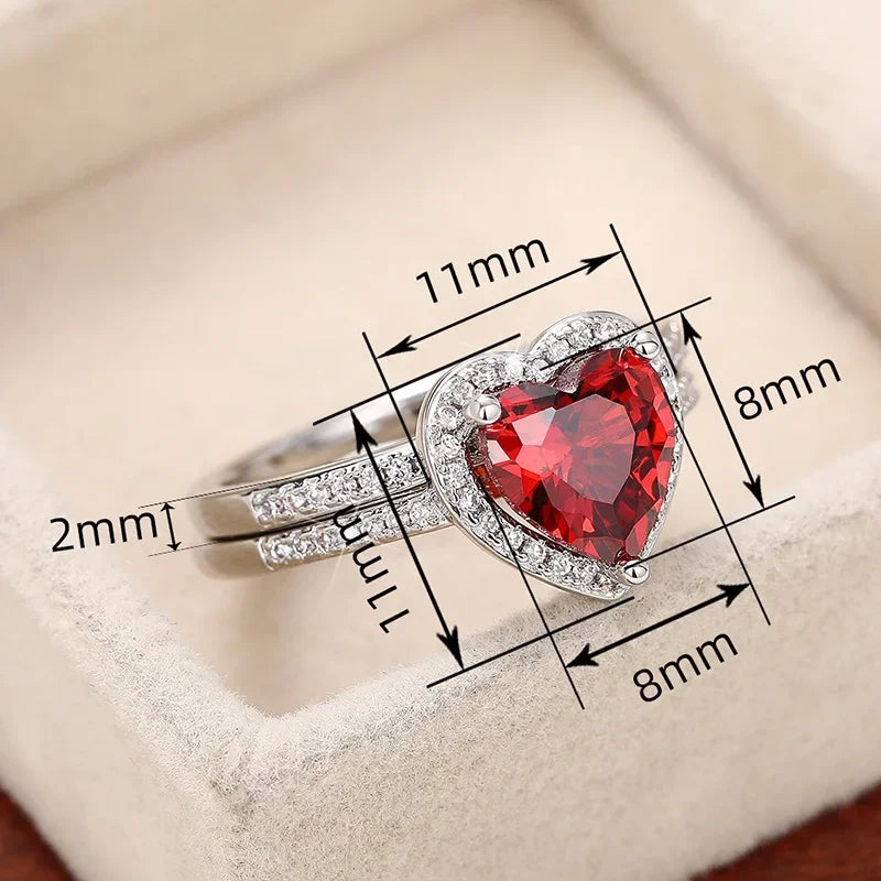 2025 European and American Red Cubic Zirconia Ring, Oval Geometric Fashion Temperament Elegant and Dazzling Jewelry Accessories