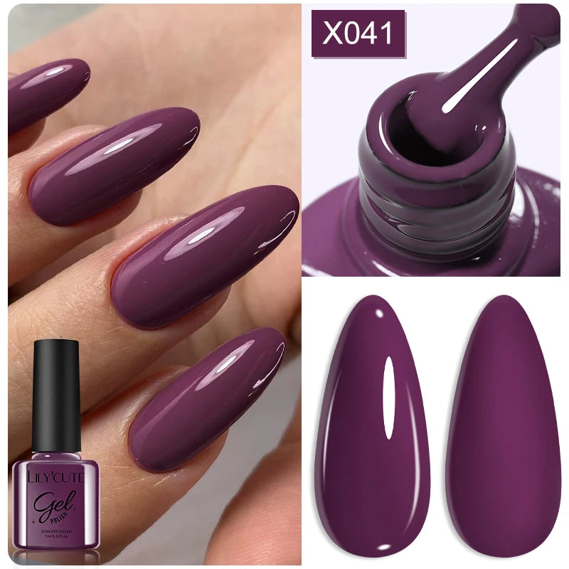 LILYCUTE Ancora Red Autumn Winter Gel Nail Polish Semi Permanent Soak Off UV LED Gel Varnish Manicure Nail Supplies