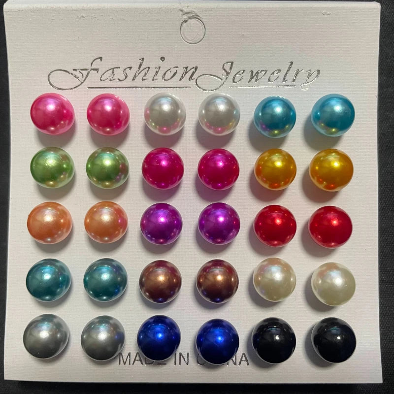 18 Pairs of Simple Imitation Pearl Earrings, Casual and Elegant Style, Lightweight, Women Wear Earrings for Daily Wear