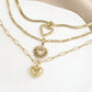 3 Pcs Fashion Bohemia Heart Pendant Chain Layered Necklace for Women Summer Beach Simple Copper Metal Necklace Jewelry Gift 2024