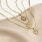 3 Pcs Fashion Bohemia Heart Pendant Chain Layered Necklace for Women Summer Beach Simple Copper Metal Necklace Jewelry Gift 2024