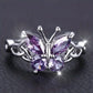 2025 New Purple Cubic Zirconia Ring with Sparkling Square Crystal, High End Women's Personalized Fashion Cocktail Party Jewelry