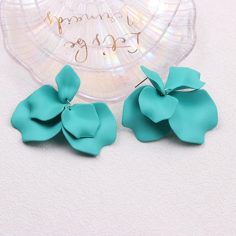 Korean Acrylic Petal Flower Tassel Dangle Earrings For Women Luxury Vintage Fairy Wedding Party Fashion Jewelry Accessories Gift